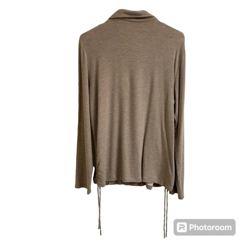 Chico’s Zenergy Women’s 2 Lg Beige Sequined Zip Up Jacket Side Ruched Athletic - Picture 3 of 12